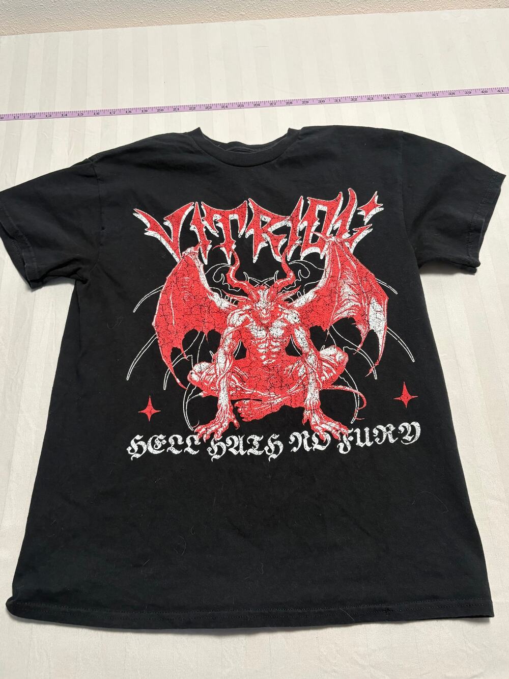 Vitriol Hell Hath No Fury Graphic Band T-Shirt Black Heavy Metal Size Large